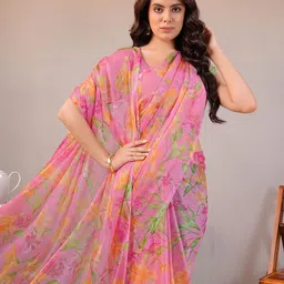 Garden Vareli Floral Printed Pure Chiffon Saree image 2