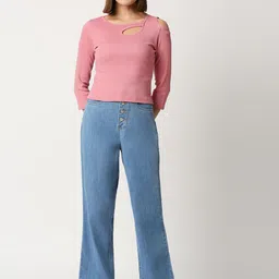 Kraus Jeans Women Solid Wide Leg High-Rise Jeans image 3