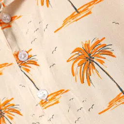 kookie kids india Kookie Kids Woven Half Sleeves Shirt With Tree & Bird Print - Beige image 3