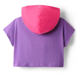 Pine Kids Disney 100% Cotton Oversize Drop Shoulder Half Sleeve Hooded T-Shirt & Shorts With Mickey Mouse Graphics - Multicolor image 3