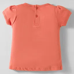 Tango Single Jersey Knit Half Sleeves Capri Night Suit with Extra Sweet Text Print - Coral image 3