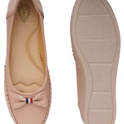 Shoetopia Bow Applique Detailed Slip On Loafers - Peach image 5