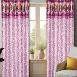 REYANSH DECOR Purple Set of 2 Floral Room Darkening Window Curtain-image-52
