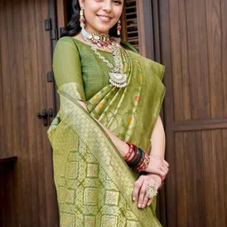 Anouk Rustic Ethnic Motifs Woven Design Banarasi Saree image 4