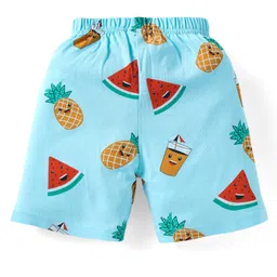 Babyhug Single Jersey Cotton Knit Half Sleeves Fruity Print Night Suit - Blue image 5