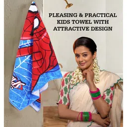 marvel by kuber Kuber Industries Marvel Spiderman Kids Bath TowelSoft Cotton Towel For KidsSides Stitched Baby Towel400 GSM Toddler Bath Towel24x48 InchPack of 2,Red, image 5