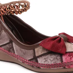 SIRDENILL Women Wedge Casual Shoes with Beaded Ankle Strap & Bow image 4