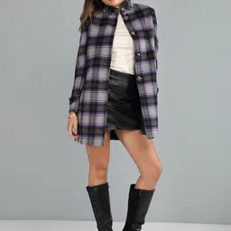 HONNETE Stylish Checked Single Breasted Regular Fit Long Sleeves Trench Coat image 4