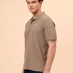 Cantabil Brown Solid Polo T-Shirt image 4