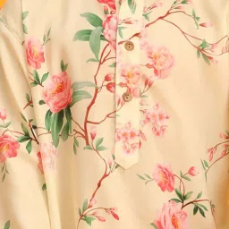 VASTRAMAY Boys Yellow Floral Full Sleeves Kurta Sets image 4