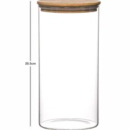 Goodhomes Transparent Glass Storage Jar with Wooden Lid - Set of 2 image 4