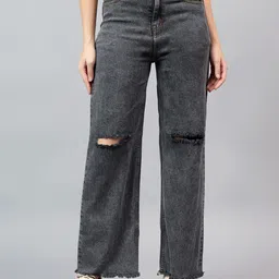 Kotty Women Bootcut High-Rise Slash Knee Stretchable Jeans-picture-26