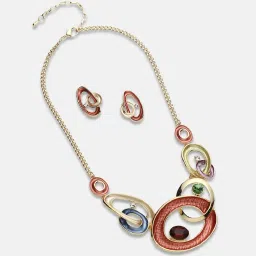 Sohi Women's Circular Cluster Jewellery Set - Multicolour image 4