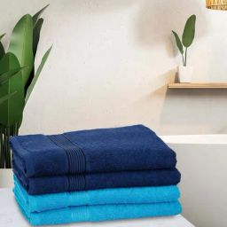 bianca LORENA 100% Cotton Super-Soft Terry Towels -4pc Bath Towel (d`ross) solid-navy blue/turq-picture-9