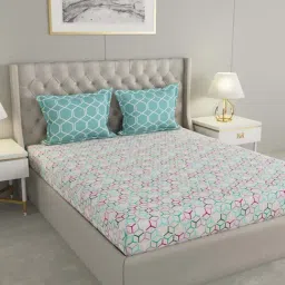 Raymond Home Mystique Blue & Purple 110 TC Cotton Queen Bedsheet with 2 Pillow Covers-image-16