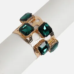 Sohi Women's Dented Stone Statement Bracelet - Emerald Green image 4