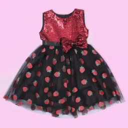 Cutecumber Kids Black & Maroon Embellished Dress-picture-10