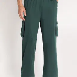 Chkokko Bottle Green Cotton Relaxed Fit Track Pants-image-85