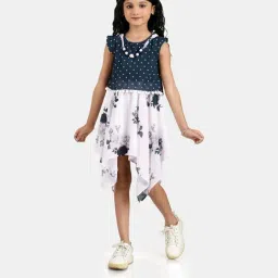 Peppermint Kids Blue & Pink Printed Dress-picture-11