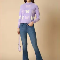 Allen Solly Purple Jacquard Pattern Sweater image 4