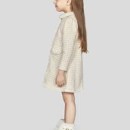 Peppermint Girls Beige Printed Full Sleeves Dress image 4