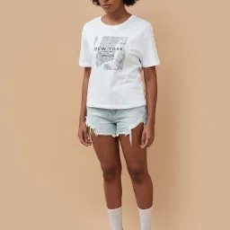 Fame Forever by Lifestyle White Cotton Printed T-Shirt image 4