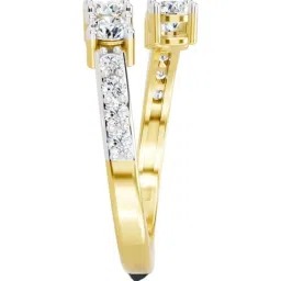 Sparkles Yellow Gold Lab Grown 12 Diamond 14KT 0.96ct Open Ring For Women image 4