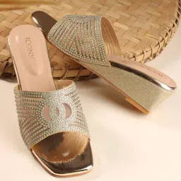 Iconics Women's Gold Casual Wedges-picture-35