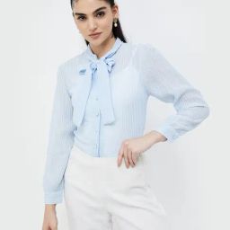 Code by Lifestyle Light Blue & White Striped Shirt-picture-35