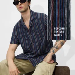 The Souled Store Multi Cotton Relaxed Fit Striped Casual Shirts-picture-22