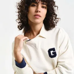 Gant Cream Cotton Logo Patch Work Sweatshirt image 4