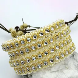 T4 JEWELS Set Of 4 Gold-Plated Kundan Studded Bangles-picture-23