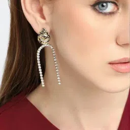 Sohi Gold Plated Party Designer Stone Dangler Earrings image 3