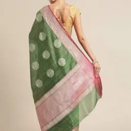 Banarasi Silk Works Green Woven Saree with Blouse image 2