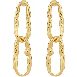 Accessorize London Z Real Gold Molten Chain Drop Earrings image 4