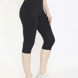 FEELINGS Black Cotton Plain Capris image 4