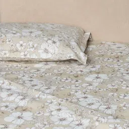 Westside Home Beige Floral Pattern Queen Bed Sheet Set-picture-34