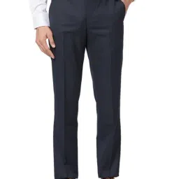 Park Avenue Grey Classic Fit Texture Trousers-picture-28