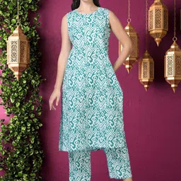 neonari Women Floral Printed Regular Pure Cotton Kurta with Trousers-picture-22