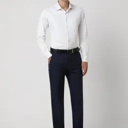 Peter England Navy Slim Fit Checks Trousers image 5