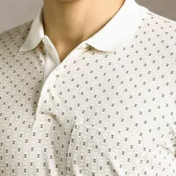 Louis Philippe White Cotton Slim Fit Printed Polo T-Shirt image 4