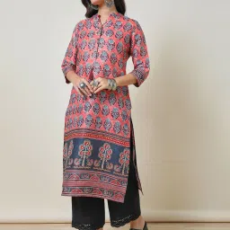 Soch Peach Printed Straight Kurta image 4