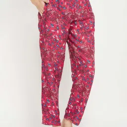 Clovia Pink Cotton Floral Print Pyjamas image 4
