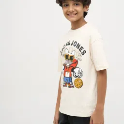 Jack & Jones Junior Boys Buttercream Cotton Graphic Print Regular Fit T-Shirt image 4