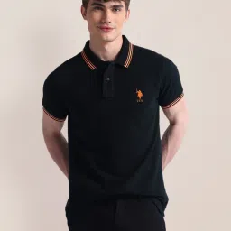 U.S. Polo Assn. Black Cotton Slim Fit Polo T-Shirt image 4