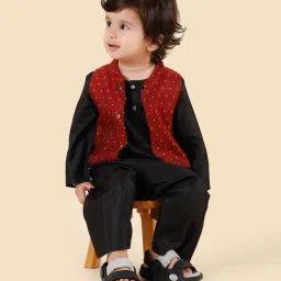 Fabindia Black Viscose Blend 3Pc Kurta Set image 4