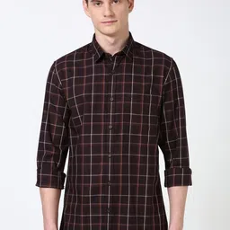 Peter England Casuals Men Slim Fit Opaque Checked Casual Shirt-picture-24