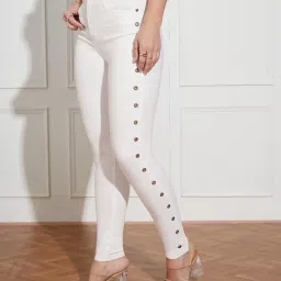 Miss Chase White Denim Solid Jeans image 4