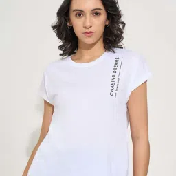 Ajile By Pantaloons Bright White Regular Fit Printed Sports T-Shirt-picture-14