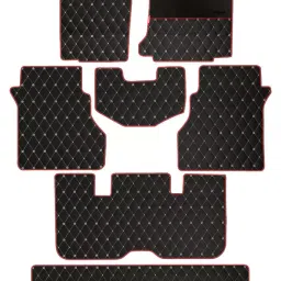 Elegant Luxury Leatherette Black & Red Carpet Car Mat Compatible With Ford Endeavour 2016 Onwards-picture-28